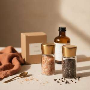 Brass Cap Glass Shaker Set